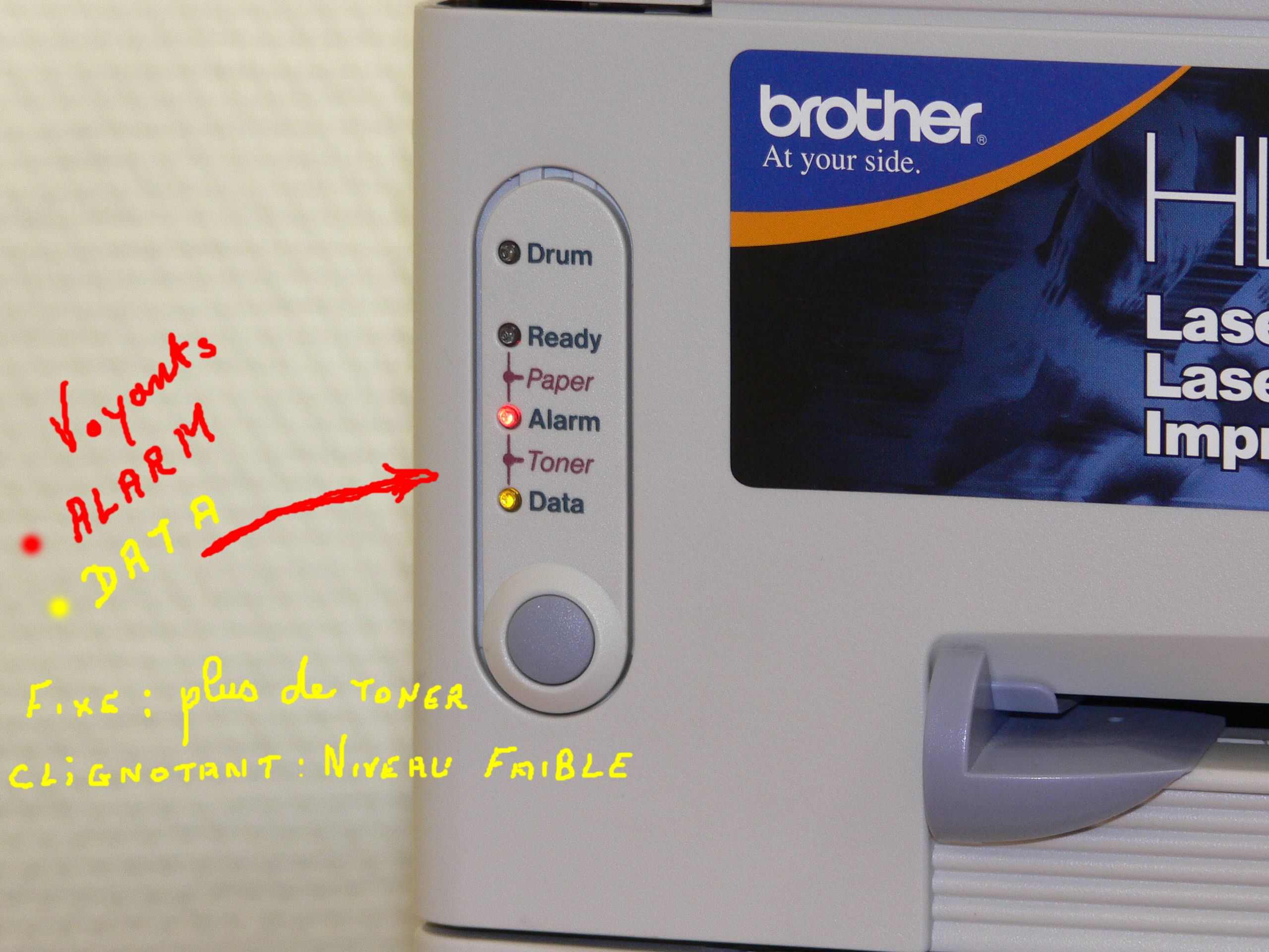 plus de toner alar data ( fixe )